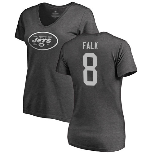New York Jets Ash Women Luke Falk One Color NFL Football #8 T Shirt->women nfl jersey->Women Jersey